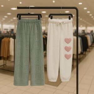 NEW Grave Fame Lot of (2) Fuzzy Comfy Cozy Feminine Pajama Pants Juniors S